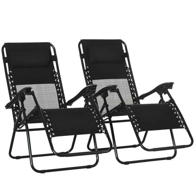 Outsunny Zero Gravity Relaxation: Foldable Outdoor Chair Set with Footrest & Removable Headrest, Ebony Black - image 1