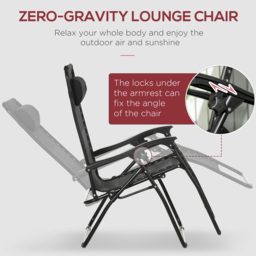 Outsunny Zero Gravity Relaxation: Foldable Outdoor Chair Set with Footrest & Removable Headrest, Ebony Black - thumbnail 4