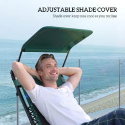Outsunny Zero Gravity Lounger Chair Set of 2, Folding Reclining Patio Chair with Shade Cover, Cushion and Headrest for Poolside, Camping, Green - thumbnail 6