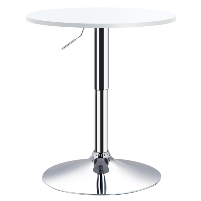 HOMCOM Adjustable Round Bistro Table, Bar Table with Swivel Top, Metal Frame, Stylish Pub Table for Kitchen, White - Aosom UK - image 1