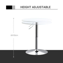 HOMCOM Adjustable Round Bistro Table, Bar Table with Swivel Top, Metal Frame, Stylish Pub Table for Kitchen, White - Aosom UK - thumbnail 4