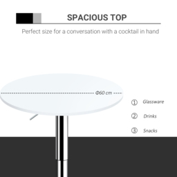 HOMCOM Adjustable Round Bistro Table, Bar Table with Swivel Top, Metal Frame, Stylish Pub Table for Kitchen, White - Aosom UK - thumbnail 6