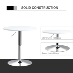 HOMCOM Adjustable Round Bistro Table, Bar Table with Swivel Top, Metal Frame, Stylish Pub Table for Kitchen, White - Aosom UK - thumbnail 5