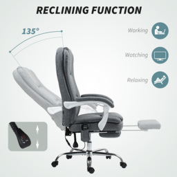 HOMCOM Executive Office Chair with 8-point Massage and Heat, Fabric Computer Desk Chair with Reclining Backrest, High Back, for Home, Grey - Aosom UK - thumbnail 7