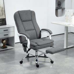 HOMCOM Executive Office Chair with 8-point Massage and Heat, Fabric Computer Desk Chair with Reclining Backrest, High Back, for Home, Grey - Aosom UK - thumbnail 2