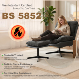 HOMCOM Accent Chair with Footstool, Swivel Lounge Chair with Chenille Upholstery, Metal Base, Dark Grey - thumbnail 9