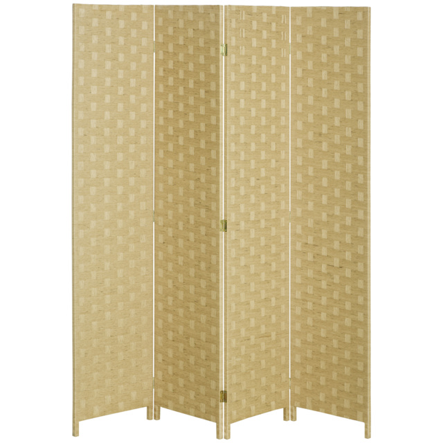 HOMCOM 4-Panel Room Dividers, Wave Fibre Freestanding Folding Privacy Screen Panels, Partition Wall Divider for Bedroom Office, 170 cm - Aosom UK - image 1