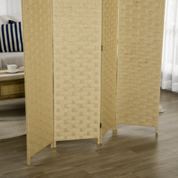 HOMCOM 4-Panel Room Dividers, Wave Fibre Freestanding Folding Privacy Screen Panels, Partition Wall Divider for Bedroom Office, 170 cm - Aosom UK - thumbnail 9