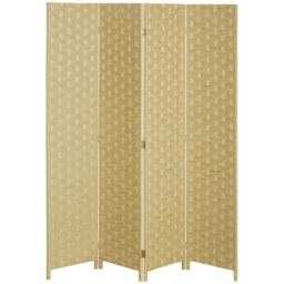 HOMCOM 4-Panel Room Dividers, Wave Fibre Freestanding Folding Privacy Screen Panels, Partition Wall Divider for Bedroom Office, 170 cm - Aosom UK - thumbnail 1