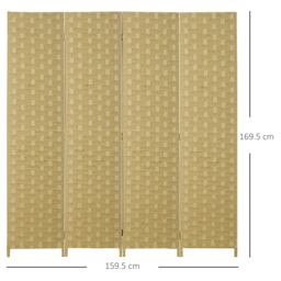 HOMCOM 4-Panel Room Dividers, Wave Fibre Freestanding Folding Privacy Screen Panels, Partition Wall Divider for Bedroom Office, 170 cm - Aosom UK - thumbnail 3