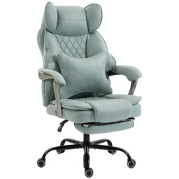 HOMCOM Executive Office Chair, Leathaire Big and Tall Office Chair 180 kg with Wide Seat, Reclining, Lumbar Support, Blue - thumbnail 1