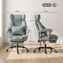 HOMCOM Executive Office Chair, Leathaire Big and Tall Office Chair 180 kg with Wide Seat, Reclining, Lumbar Support, Blue - thumbnail 3