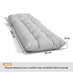 Outsunny Sun Lounger Cushions Only, Garden Lounge Chair Cushions Set of 2, Sunbed Replacement Pads with 4 Ties, Light Grey - thumbnail 3