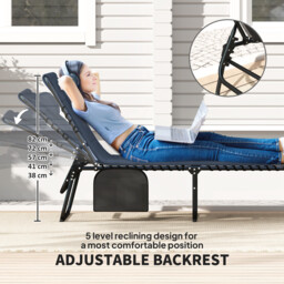 Outsunny Set of Two Reclining Sun Loungers - Dark Blue - thumbnail 4