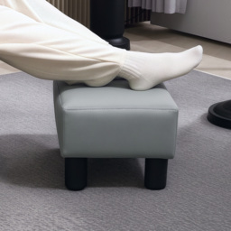 HOMCOM PU Leather Footstool with 4 Plastic Legs, Grey - thumbnail 6