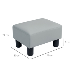 HOMCOM PU Leather Footstool with 4 Plastic Legs, Grey - thumbnail 3