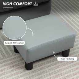 HOMCOM PU Leather Footstool with 4 Plastic Legs, Grey - thumbnail 4