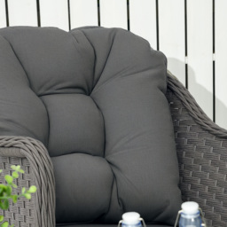 Outsunny Four-Piece Rattan Set, with Glass-Top Table - Light Grey - thumbnail 8