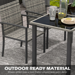 Outsunny Outdoor Dining Set 5 Pieces Patio Conservatory with Tempered Glass Tabletop,4 Dining Chairs - Mixed Grey - thumbnail 6