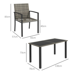 Outsunny Outdoor Dining Set 5 Pieces Patio Conservatory with Tempered Glass Tabletop,4 Dining Chairs - Mixed Grey - thumbnail 3