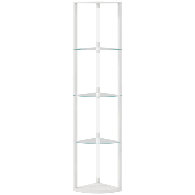 HOMCOM LED Floor Lamp with Shelves, Dimmable Standing Lamp with Foot Switch for Living Room, Bedroom, White - image 1