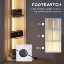 HOMCOM LED Floor Lamp with Shelves, Dimmable Standing Lamp with Foot Switch for Living Room, Bedroom, White - thumbnail 6