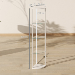 HOMCOM LED Floor Lamp with Shelves, Dimmable Standing Lamp with Foot Switch for Living Room, Bedroom, White - thumbnail 3