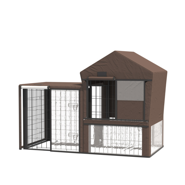 PawHut Water-Resistant Rabbit Hutch Cover: Breathable Pets Cage Protector for Guinea Pigs, Chocolate Brown - Aosom UK - image 1