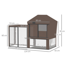 PawHut Water-Resistant Rabbit Hutch Cover: Breathable Pets Cage Protector for Guinea Pigs, Chocolate Brown - Aosom UK - thumbnail 3