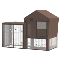PawHut Water-Resistant Rabbit Hutch Cover: Breathable Pets Cage Protector for Guinea Pigs, Chocolate Brown - Aosom UK - thumbnail 7