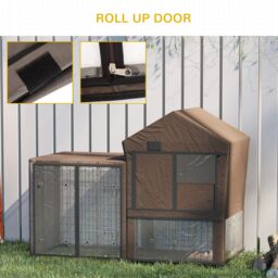 PawHut Water-Resistant Rabbit Hutch Cover: Breathable Pets Cage Protector for Guinea Pigs, Chocolate Brown - Aosom UK - thumbnail 5