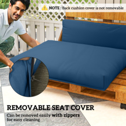 Outsunny 2 Seater Pallet Furniture Cushions Pallet Cushions, UPF20+ 220gsm Fabric, 20 cm Thick Outdoor Seat Pads, Navy Blue - thumbnail 6