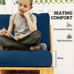 Outsunny 2 Seater Pallet Furniture Cushions Pallet Cushions, UPF20+ 220gsm Fabric, 20 cm Thick Outdoor Seat Pads, Navy Blue - thumbnail 4