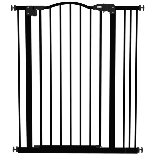 PawHut Safety Pet Gate, Metal Dog Fence, Adjustable 74-87cm, Foldable Design, Sleek Black - Aosom UK - image 1