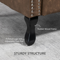 HOMCOM Wingback Accent Chair Tufted Chesterfield-style Armchair with Nail Head Trim for Living Room Bedroom Brown - thumbnail 6
