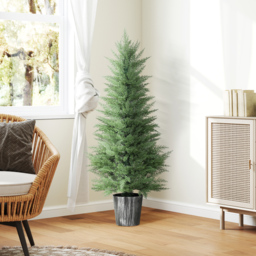 HOMCOM 135cm Artificial Cypress Trees Set of 2, UV Resistant Artificial Plants with Decorative Pot, Fake Plants for Indoor Outdoor Decor, Green - thumbnail 9