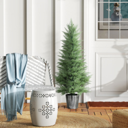 HOMCOM 135cm Artificial Cypress Trees Set of 2, UV Resistant Artificial Plants with Decorative Pot, Fake Plants for Indoor Outdoor Decor, Green - thumbnail 8