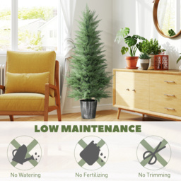 HOMCOM 135cm Artificial Cypress Trees Set of 2, UV Resistant Artificial Plants with Decorative Pot, Fake Plants for Indoor Outdoor Decor, Green - thumbnail 5