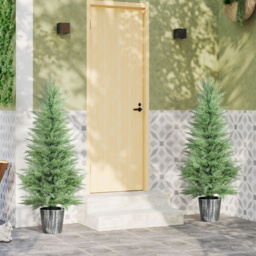 HOMCOM 135cm Artificial Cypress Trees Set of 2, UV Resistant Artificial Plants with Decorative Pot, Fake Plants for Indoor Outdoor Decor, Green - thumbnail 6