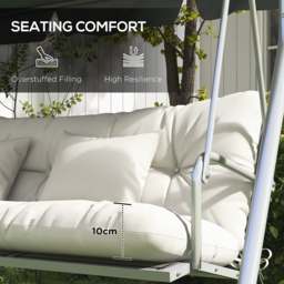 Outsunny Patio Chair Cushion Set with Back and Seat Cushions, 4-Piece, Ties Included, White - Aosom UK - thumbnail 6