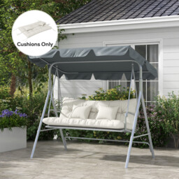 Outsunny Patio Chair Cushion Set with Back and Seat Cushions, 4-Piece, Ties Included, White - Aosom UK - thumbnail 2