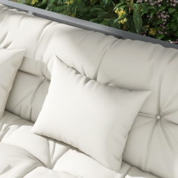 Outsunny Patio Chair Cushion Set with Back and Seat Cushions, 4-Piece, Ties Included, White - Aosom UK - thumbnail 8