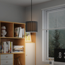 HOMCOM Linen Pendant Light, Modern Wave Ceiling Light Shade, E27 Lampshade for Living Room, Bedroom, Kitchen, Hallway, Black - thumbnail 6