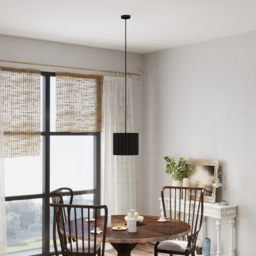 HOMCOM Linen Pendant Light, Modern Wave Ceiling Light Shade, E27 Lampshade for Living Room, Bedroom, Kitchen, Hallway, Black - thumbnail 9
