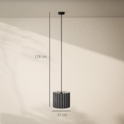 HOMCOM Linen Pendant Light, Modern Wave Ceiling Light Shade, E27 Lampshade for Living Room, Bedroom, Kitchen, Hallway, Black - thumbnail 3