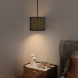 HOMCOM Linen Pendant Light, Modern Wave Ceiling Light Shade, E27 Lampshade for Living Room, Bedroom, Kitchen, Hallway, Black - thumbnail 8