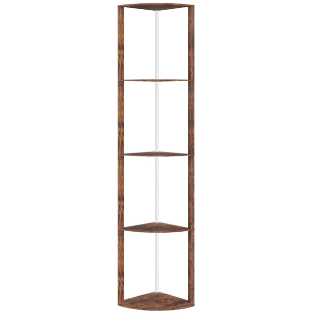 HOMCOM RGB Standing Lamp with Shelves, LED Floor Lamp with Multiple Lighting Modes, LED Floor Lamp with Remote Control, Rustic Brown - Aosom UK - image 1