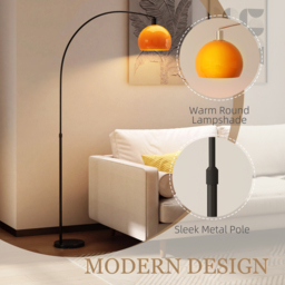 HOMCOM Floor Lamp for Living Room, Modern Standing Lamp with Shade & Foot Switch for Bedroom, Office, Black - thumbnail 4