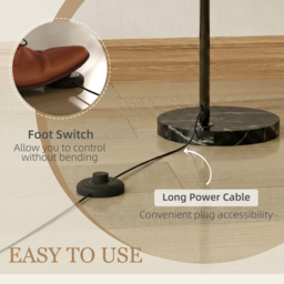 HOMCOM Floor Lamp for Living Room, Modern Standing Lamp with Shade & Foot Switch for Bedroom, Office, Black - thumbnail 5
