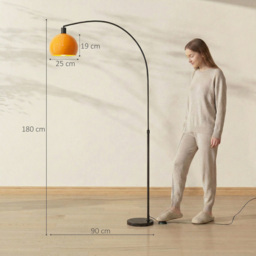 HOMCOM Floor Lamp for Living Room, Modern Standing Lamp with Shade & Foot Switch for Bedroom, Office, Black - thumbnail 3